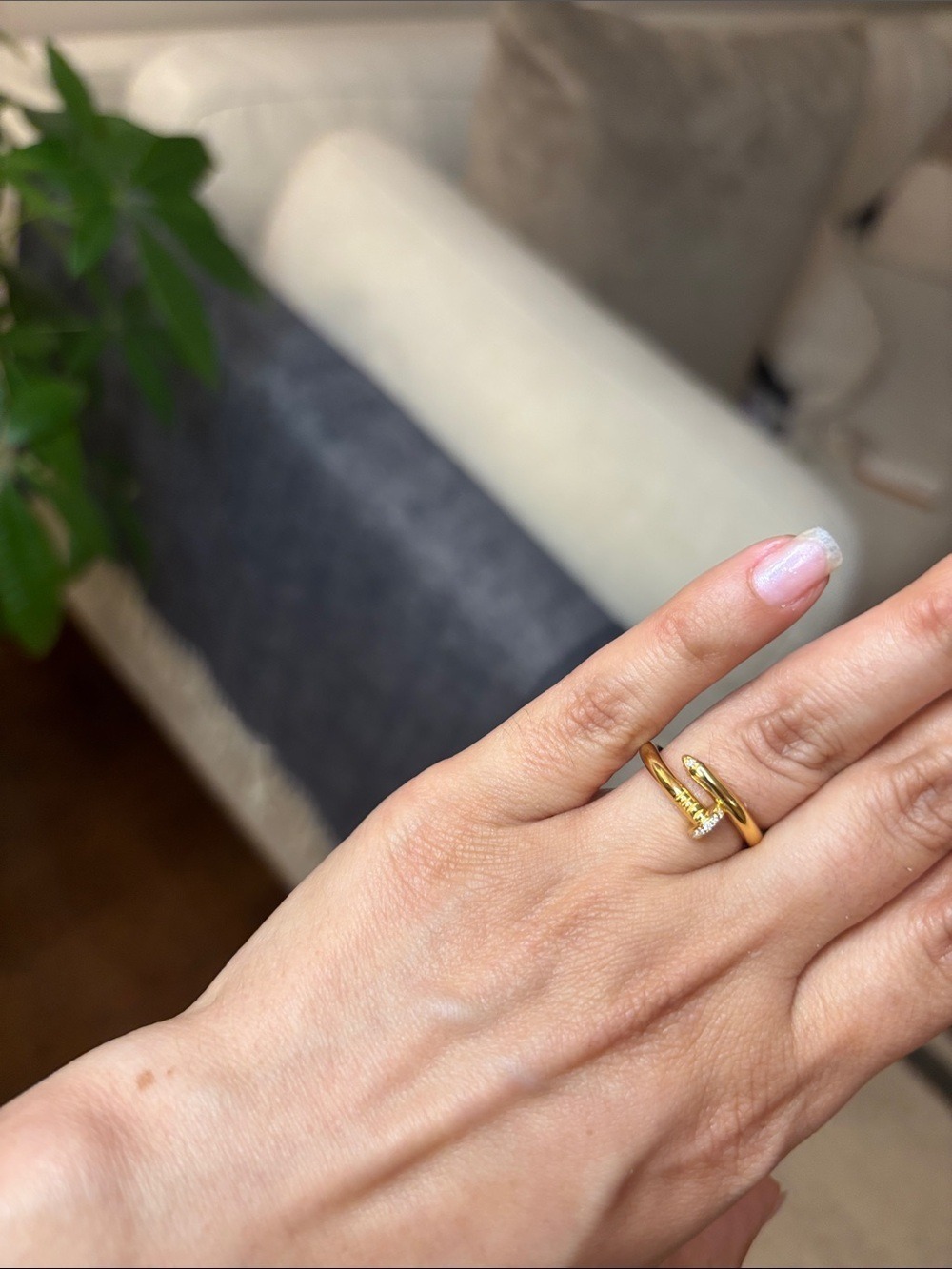 Gold Nail Wrap Ring with Pave Mossanite- Women Jewelry 925 silver 14k plated